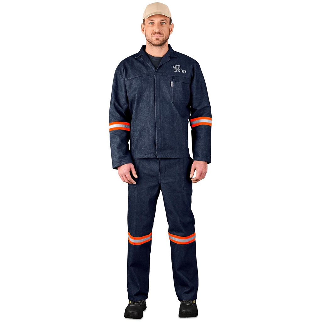 Vintage 100% Cotton Denim Conti Suit - Reflective Arms, Legs & Back - Orange Tape - Image 2