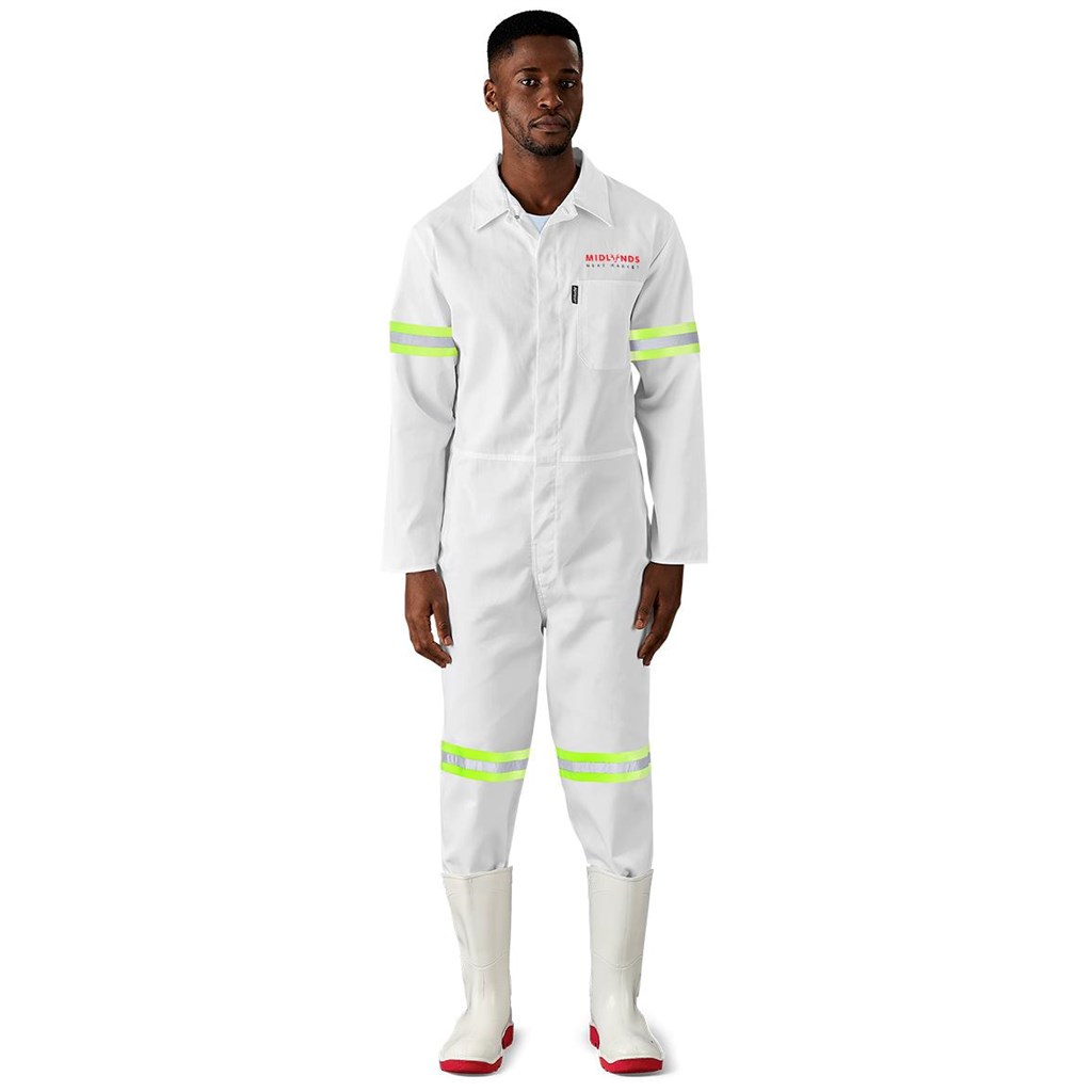 Safety Polycotton Boiler Suit - Reflective Arms Legs & Back - Yellow Tape - Image 2