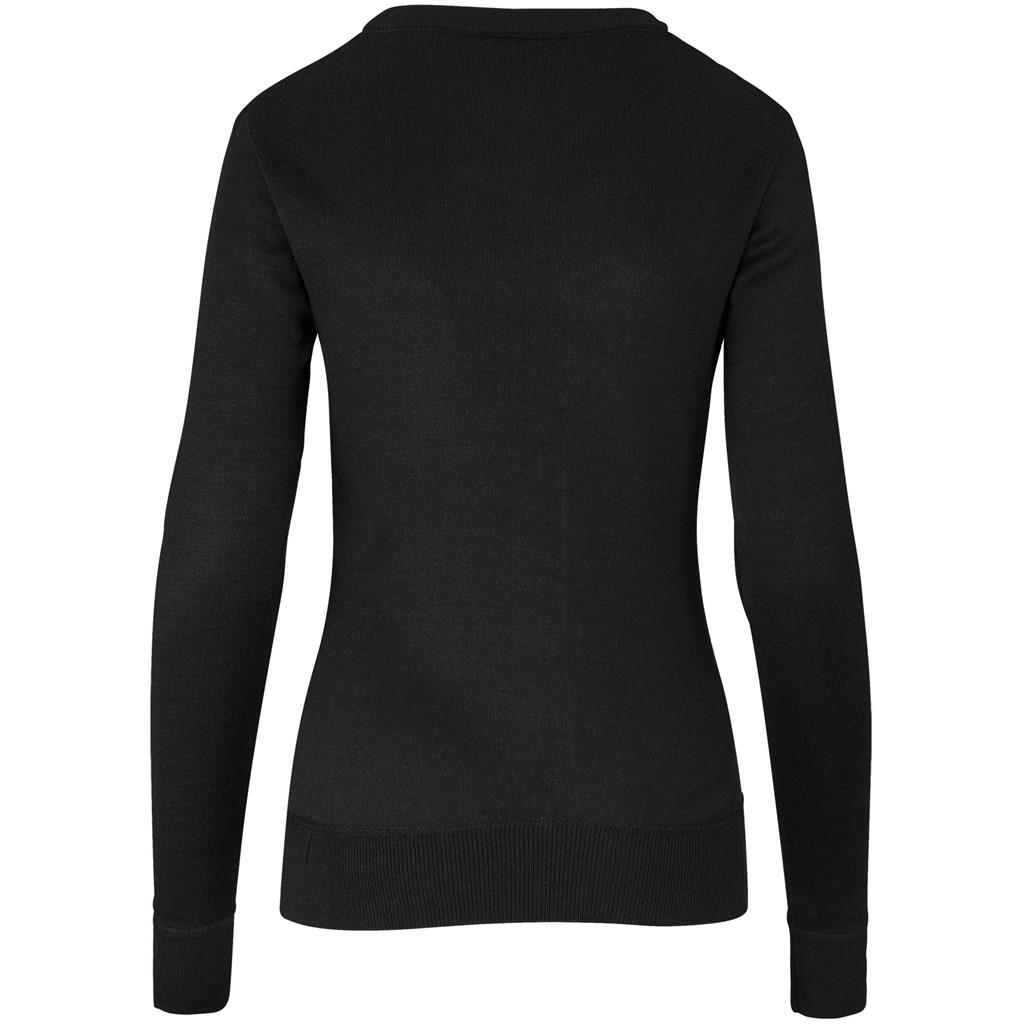 Ladies Long Sleeve Peru V-Neck Jersey - Black - Image 2