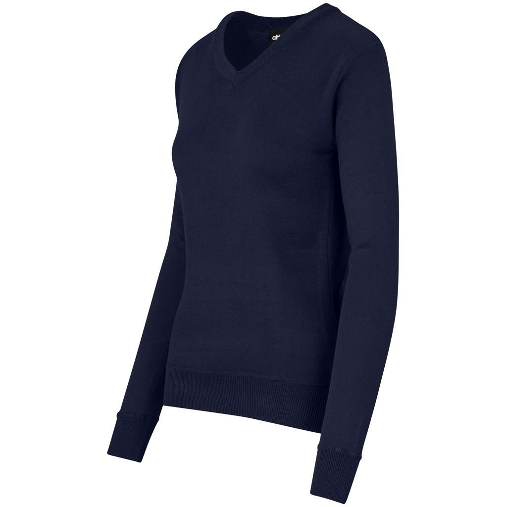 Ladies Long Sleeve Peru V-Neck Jersey - Navy - Image 2