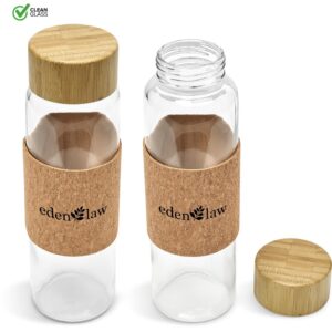 Kooshty Clear Bamboost Glass Water Bottle - 700ml