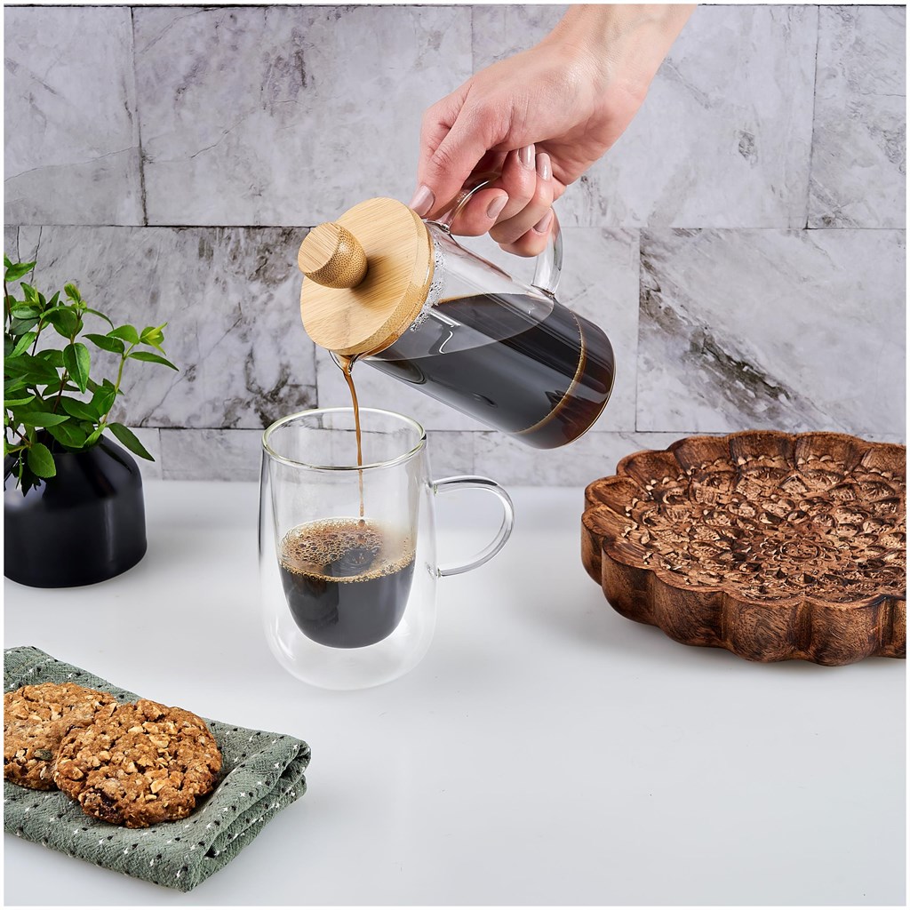 Okiyo Osu Glass & Bamboo Coffee Plunger - 350ml - Image 2