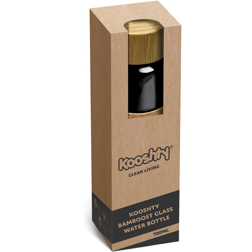 Kooshty Clear Bamboost Glass Water Bottle - 700ml - Image 2