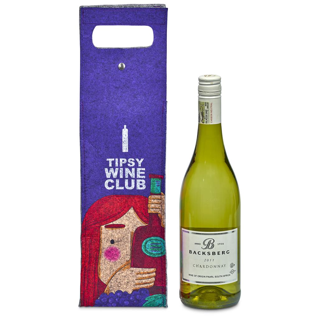 Pre-Production Sample Hoppla Velto RPET Felt Single Wine Carrier - Image 2